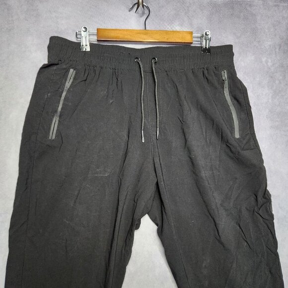 Athletex Jogger Pants Mens Large Black Tapered Drawstring Water Resistant Nylon - Picture 10 of 12